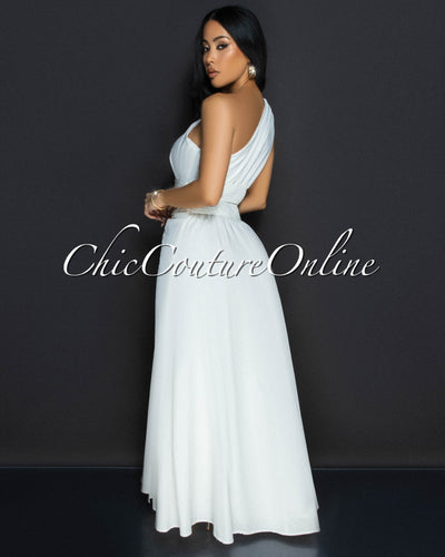 Ceci White Gold Accent Top & Skirt Two Piece Set