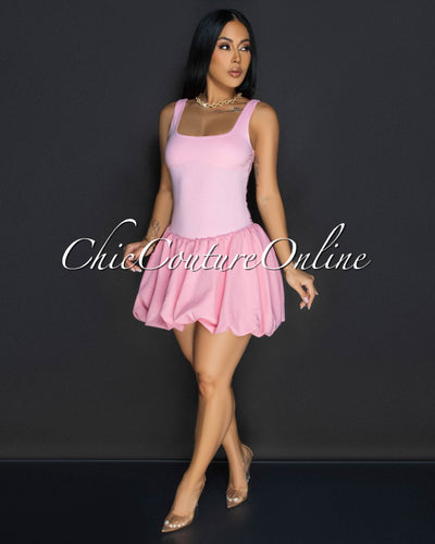 Cyna Pink Bubble Mini Dress