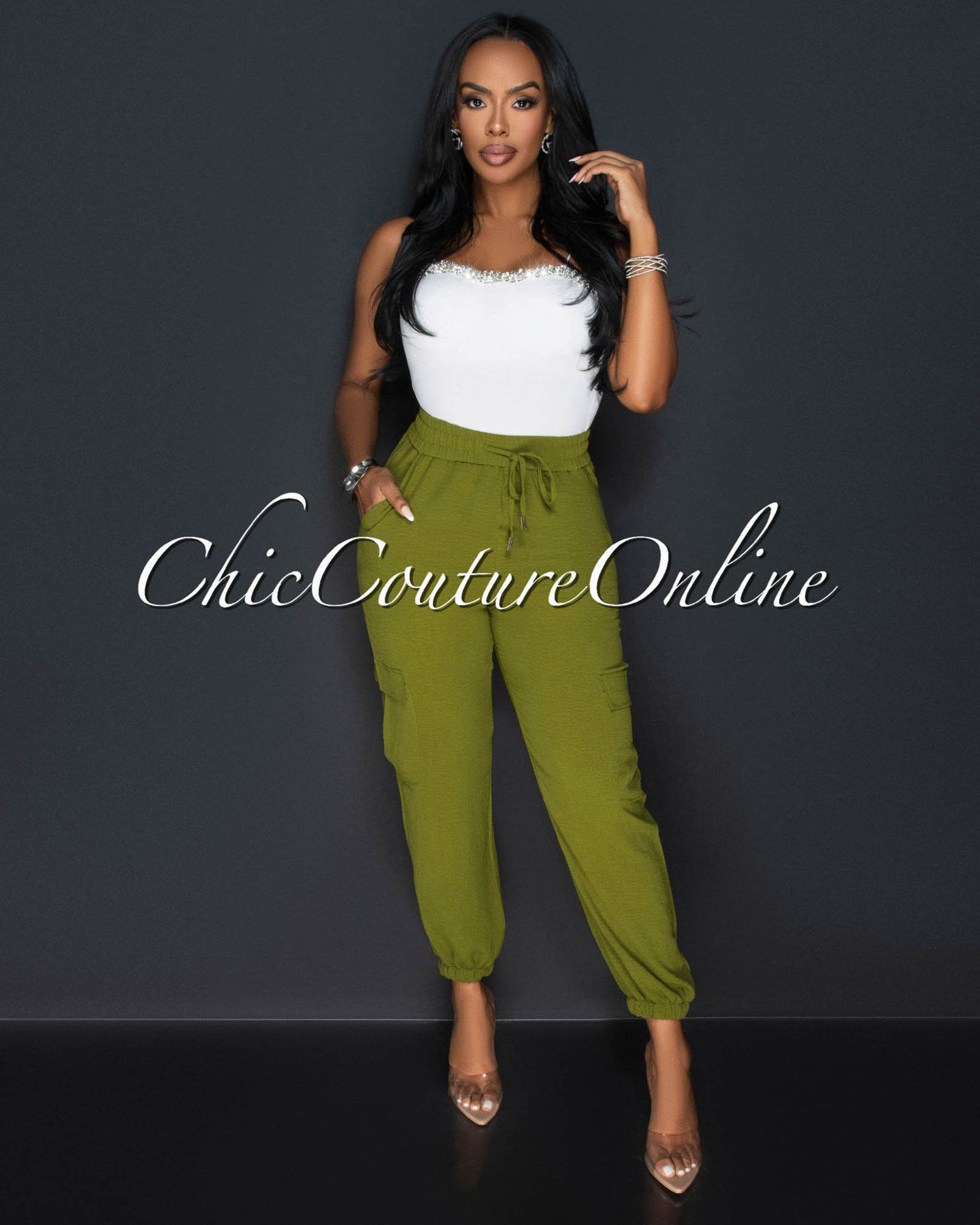 *Siyanda Olive Green Light Weight Cargo Joggers