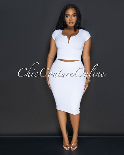 Laury White Ribbed Crop Top & Skirt Sculpting Set