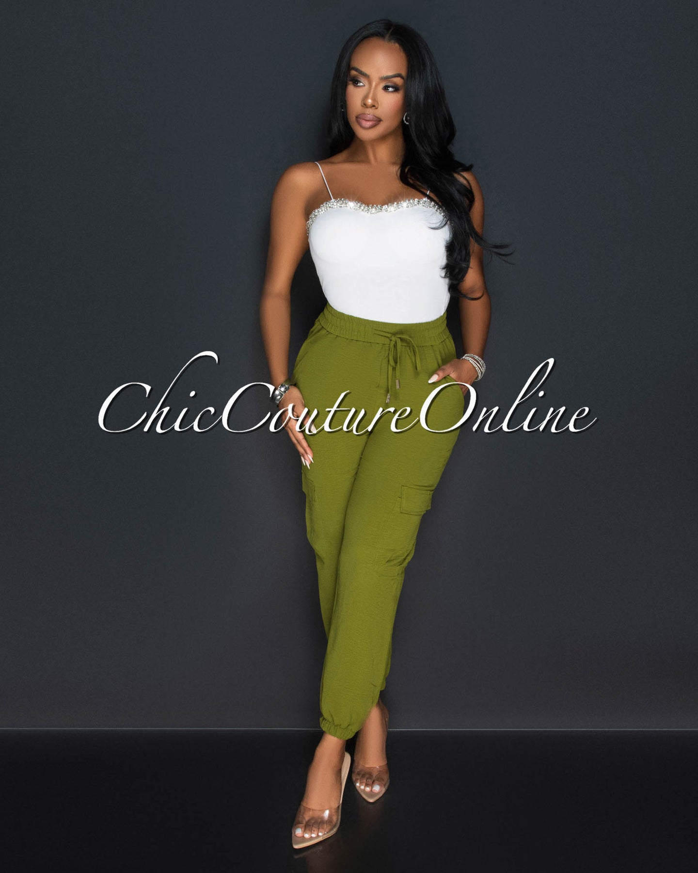 *Siyanda Olive Green Light Weight Cargo Joggers