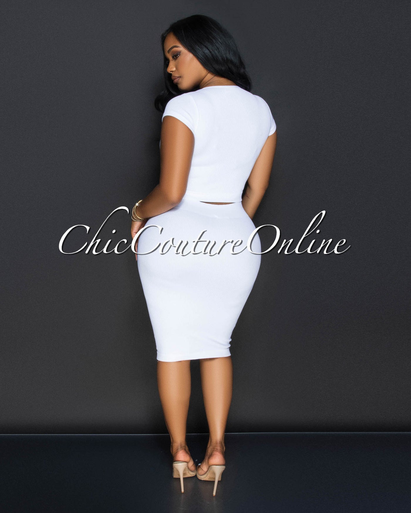 Laury White Ribbed Crop Top & Skirt Sculpting Set