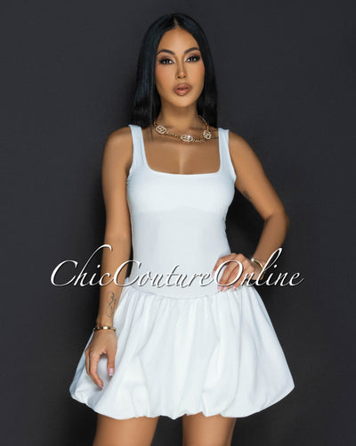 Cyna Off-White Bubble Mini Dress