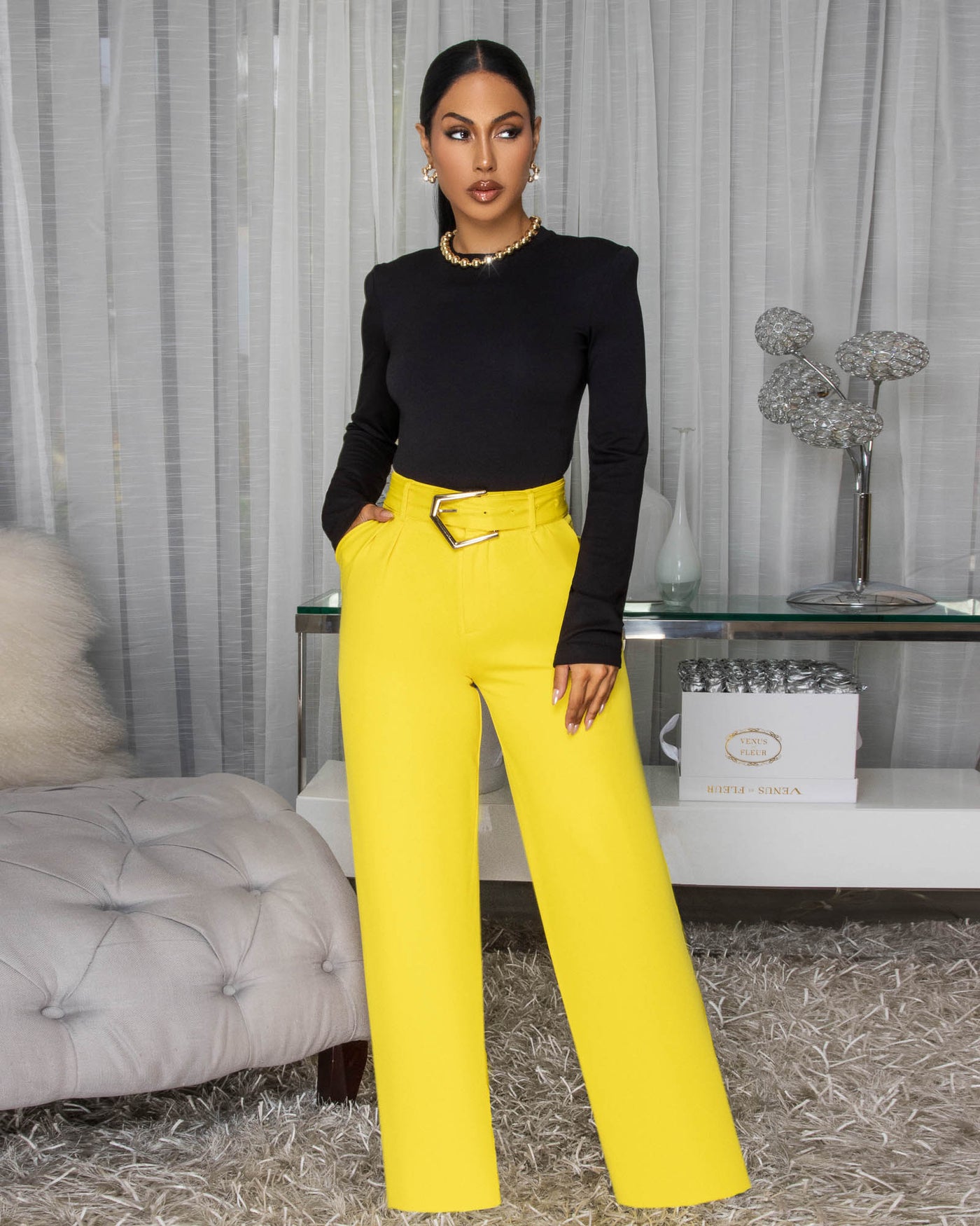 Elonia Black Long Sleeves Bodysuit