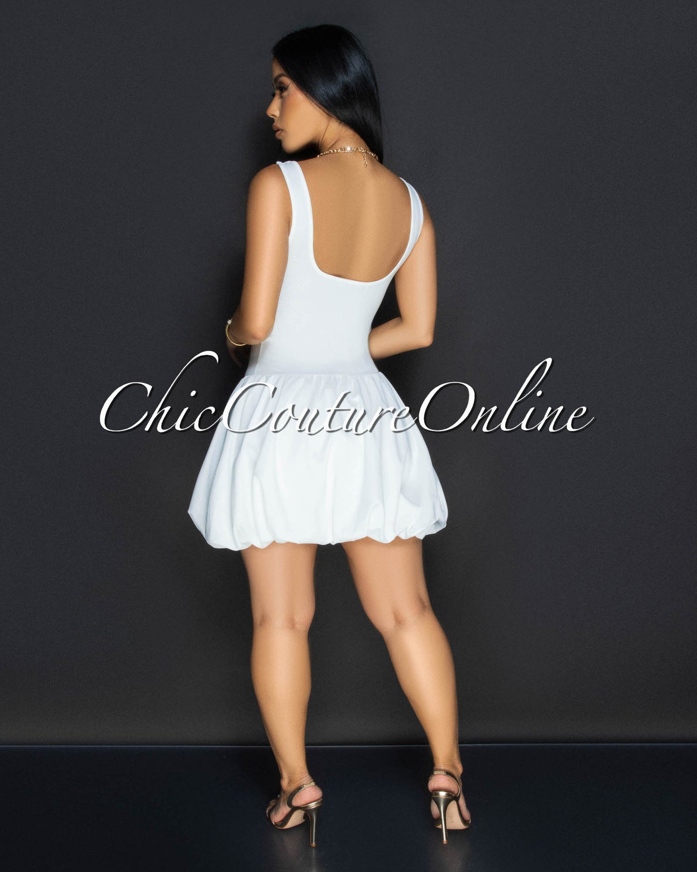 Cyna Off-White Bubble Mini Dress