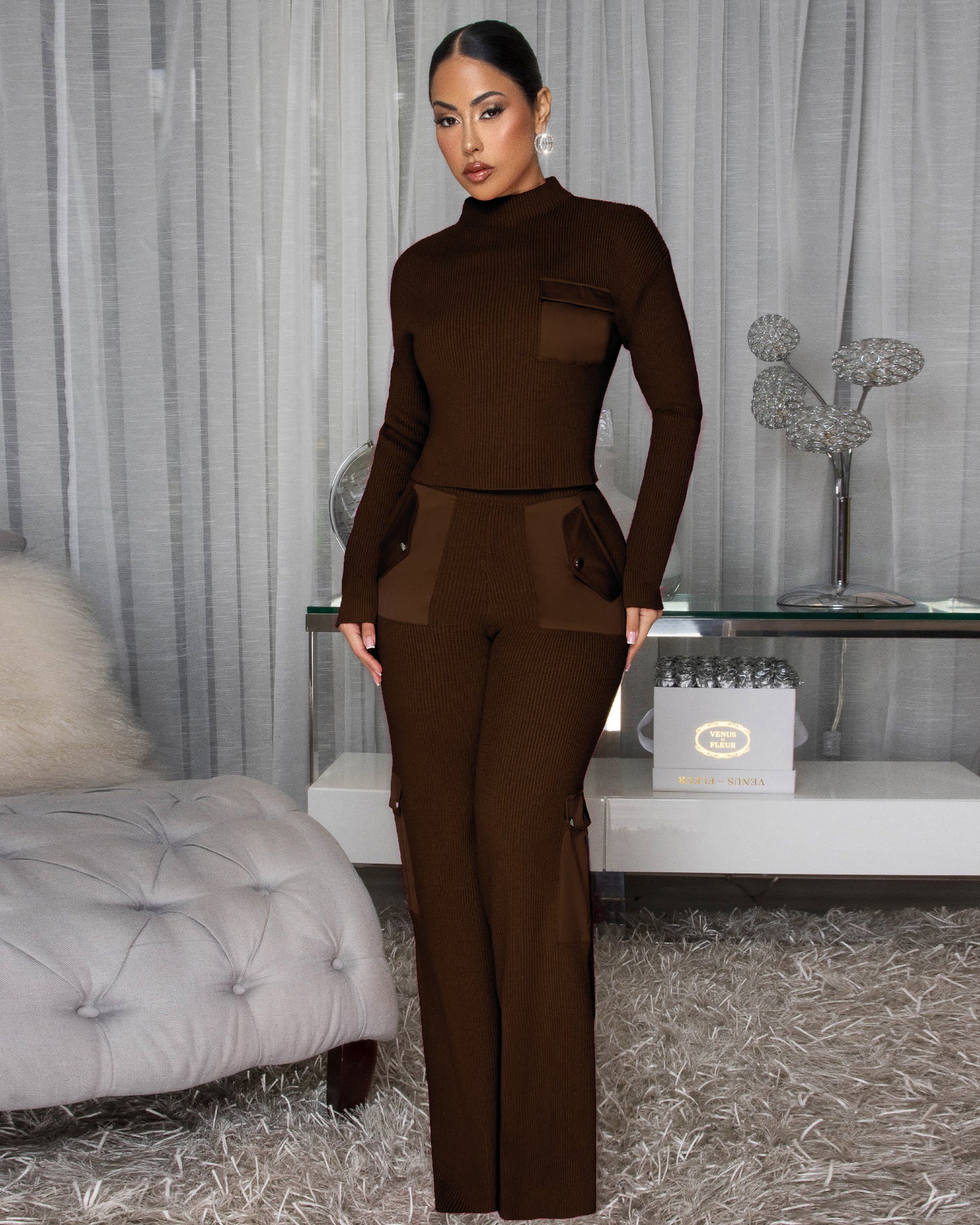 Burch Chocolate Brown ULTRA-LUXE Knit Pant Set