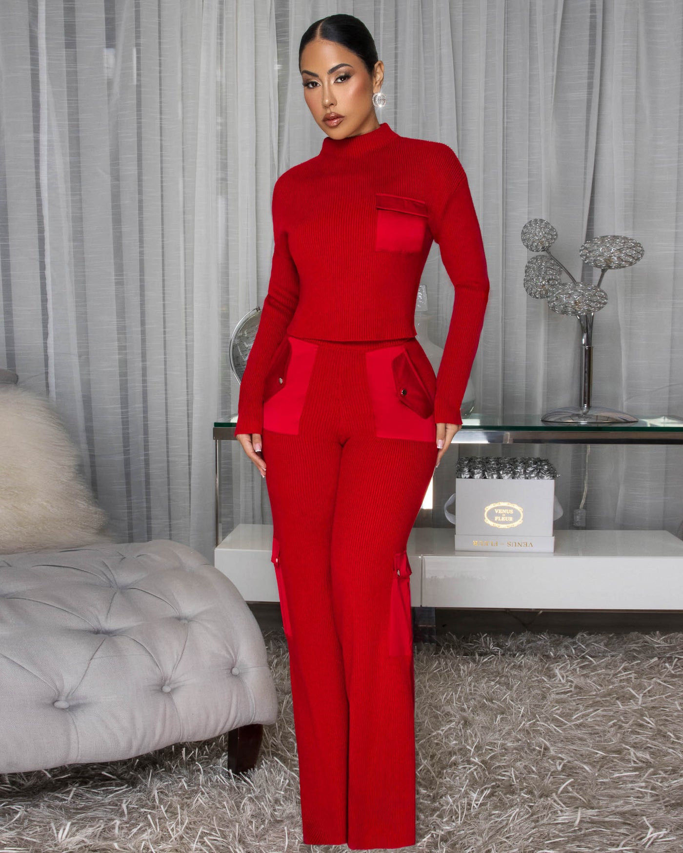 Burch Red ULTRA-LUXE Knit Pant Set