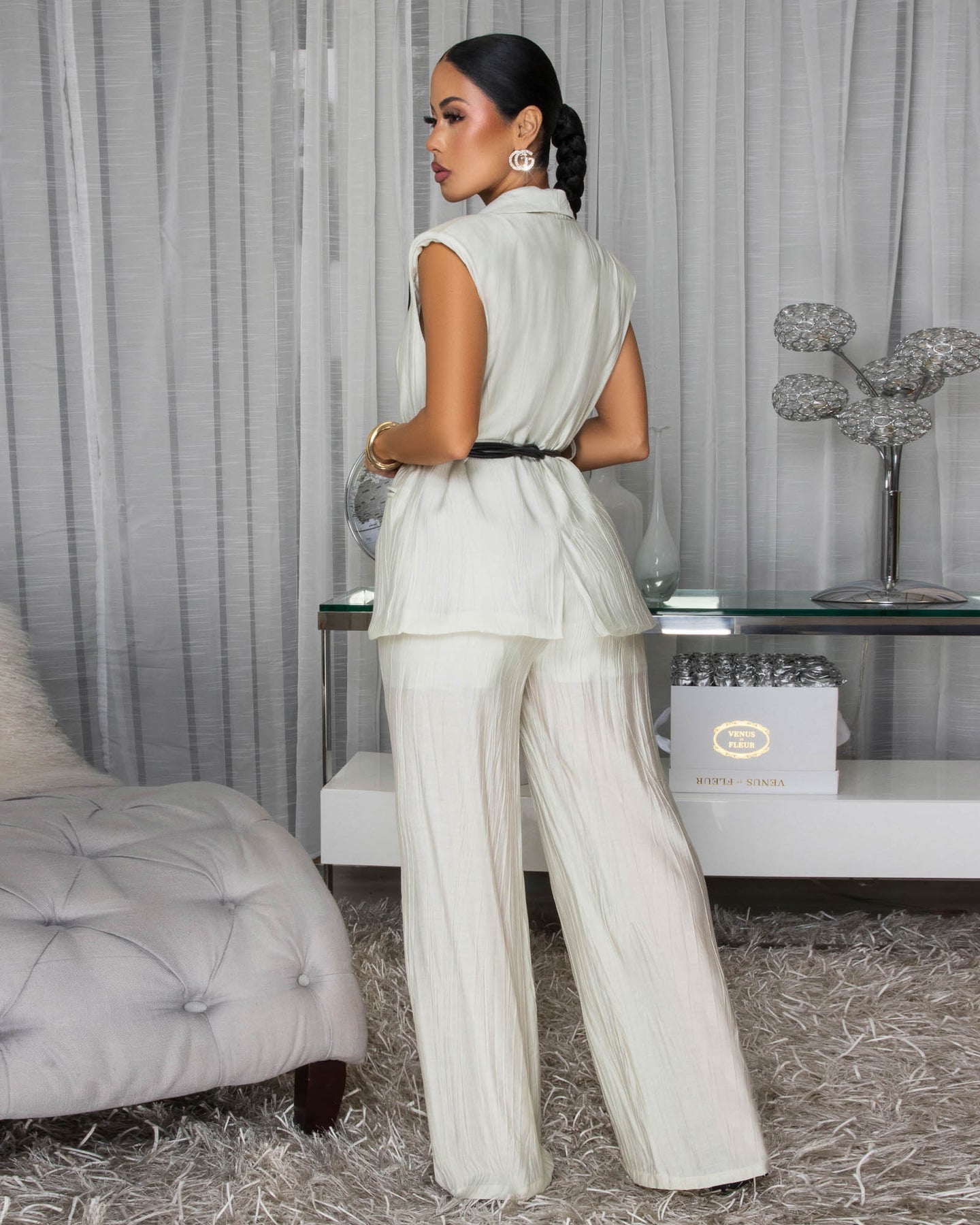 Taka Mint Green Textured Vest & Pants Set