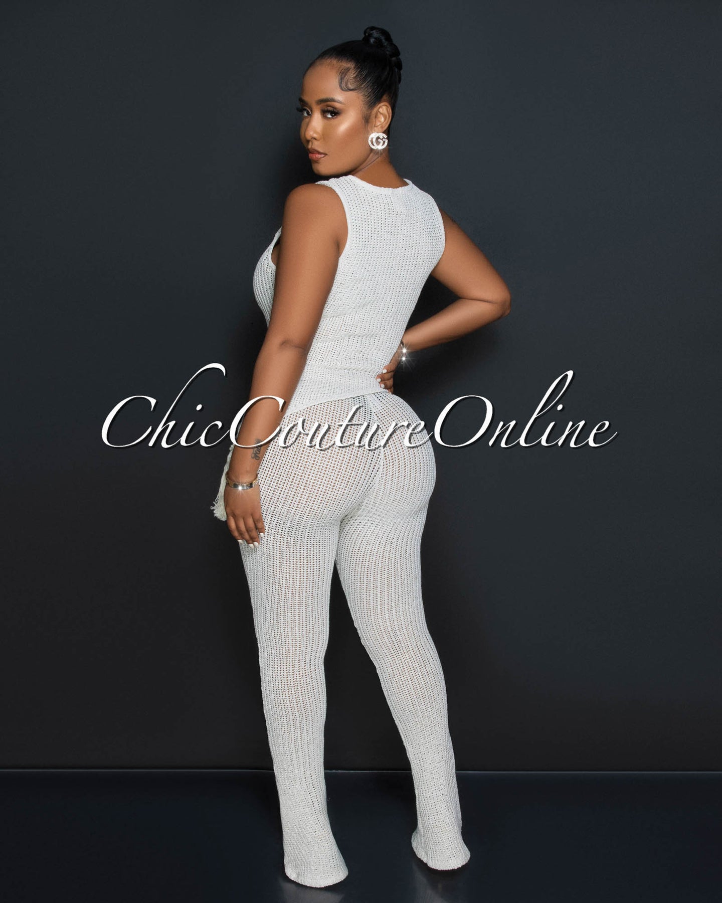 Fantina Cream Crochet Fringe Top & Bell Legs Pants Set