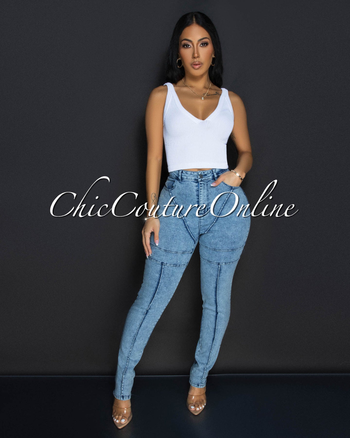 Loreta Acid Wash Denim Washed Skinny Jeans