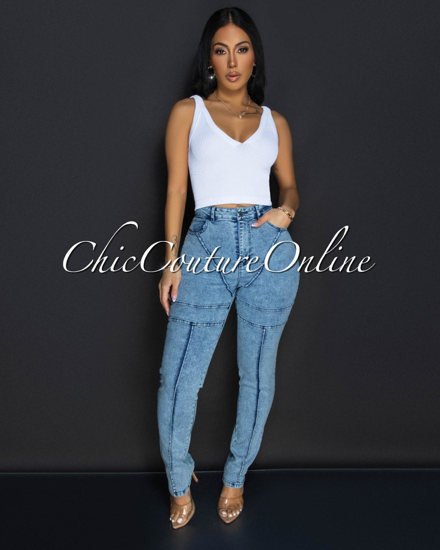 *Loreta Acid Wash Denim Washed Skinny Jeans