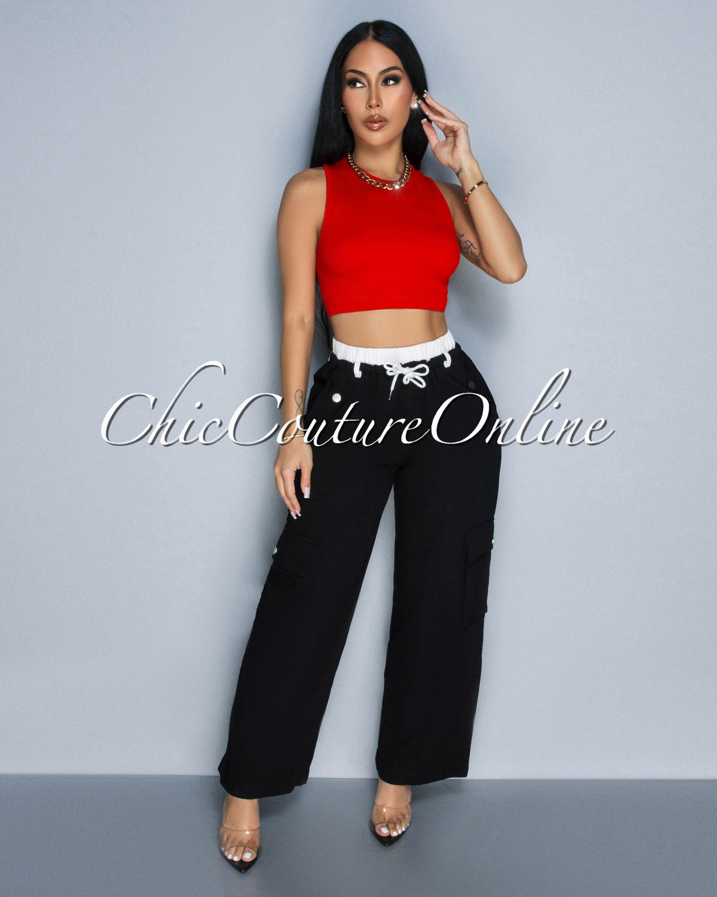 Pasty Red Ribbed Crop Top