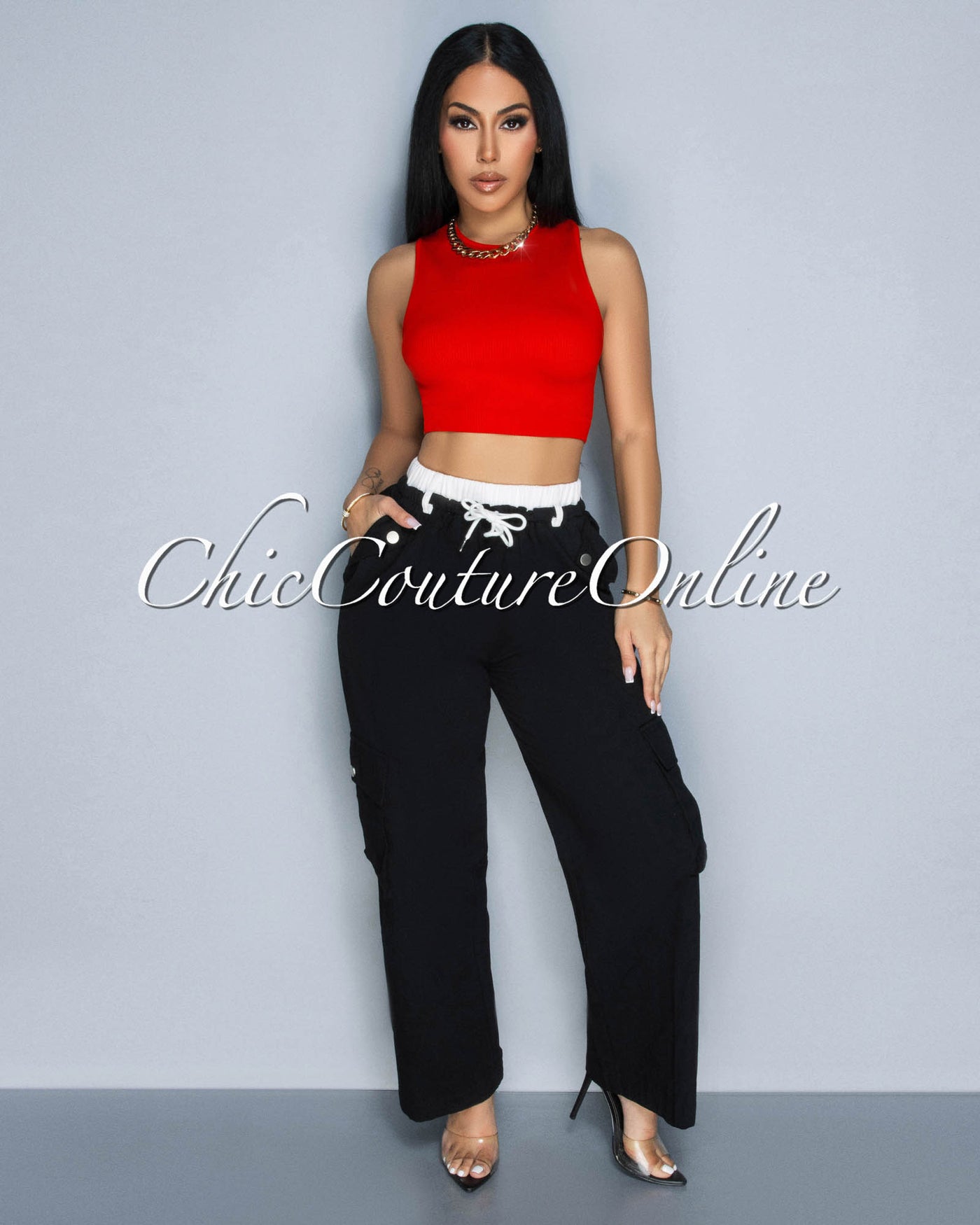 Pasty Red Ribbed Crop Top