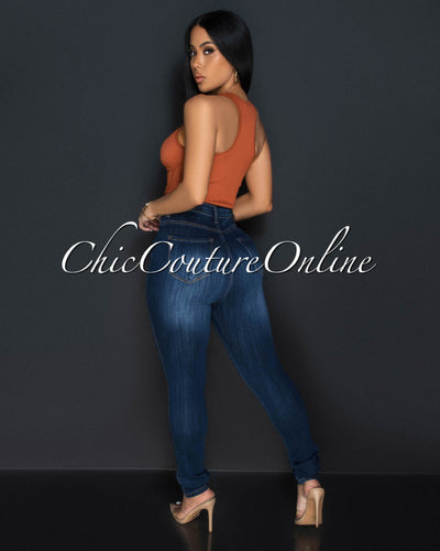 Vinia Rust Corset Style Ribbed Crop Top