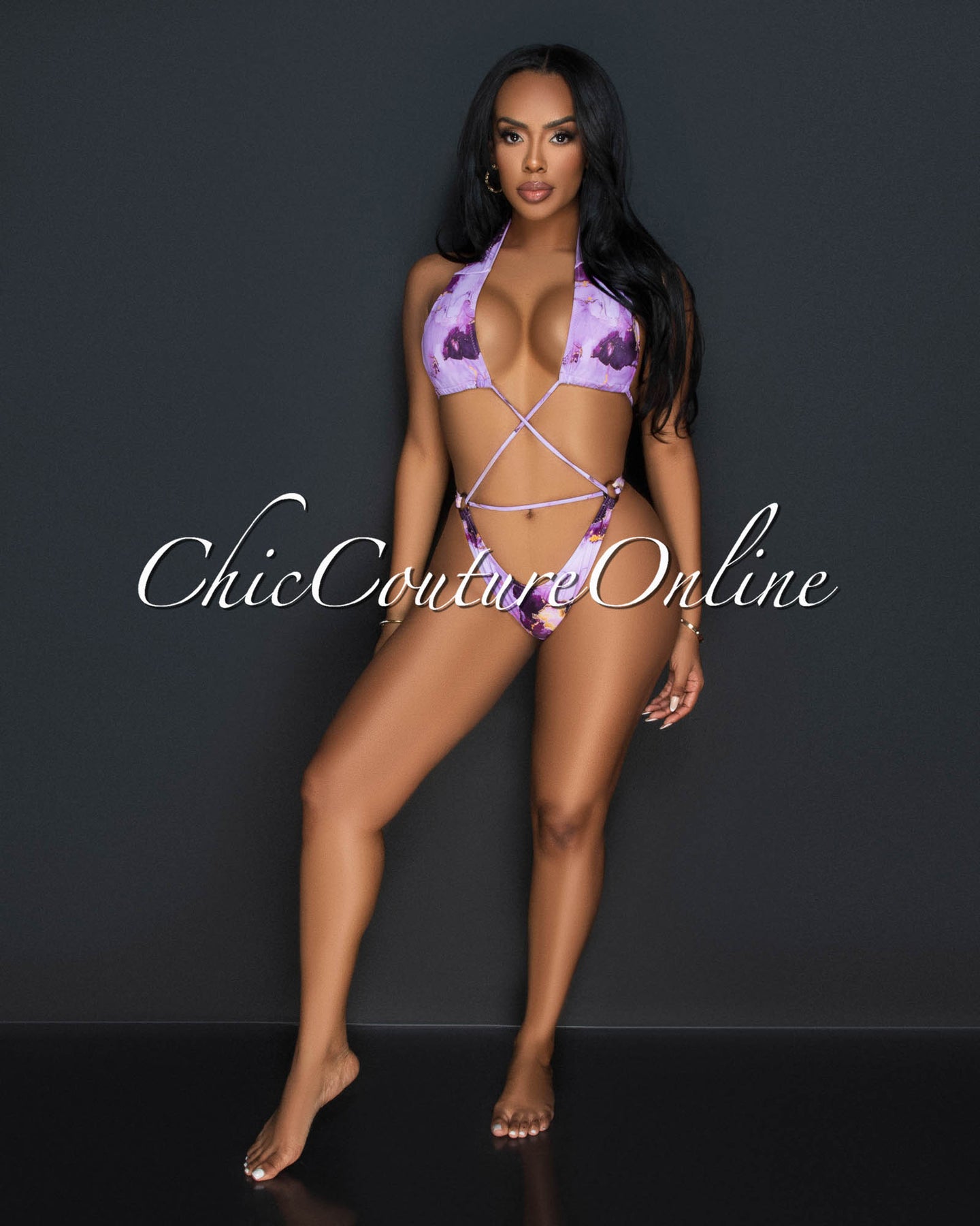 *Liliane Lilac Print One Piece Multi-Way Swimsuit Set