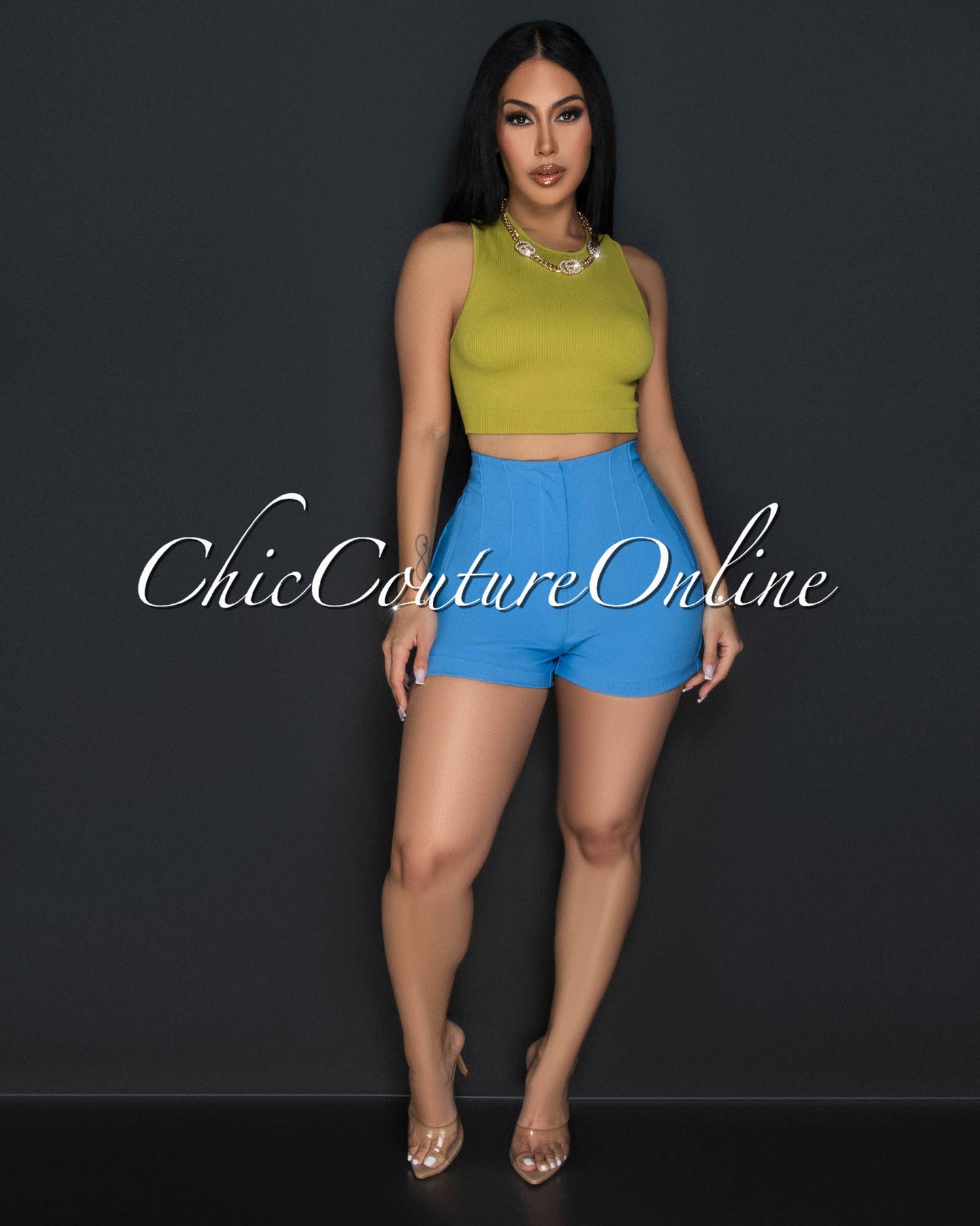 *Pasty Lime Green Ribbed Crop Top