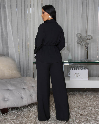 Letitia Black Shirt & Pants Set