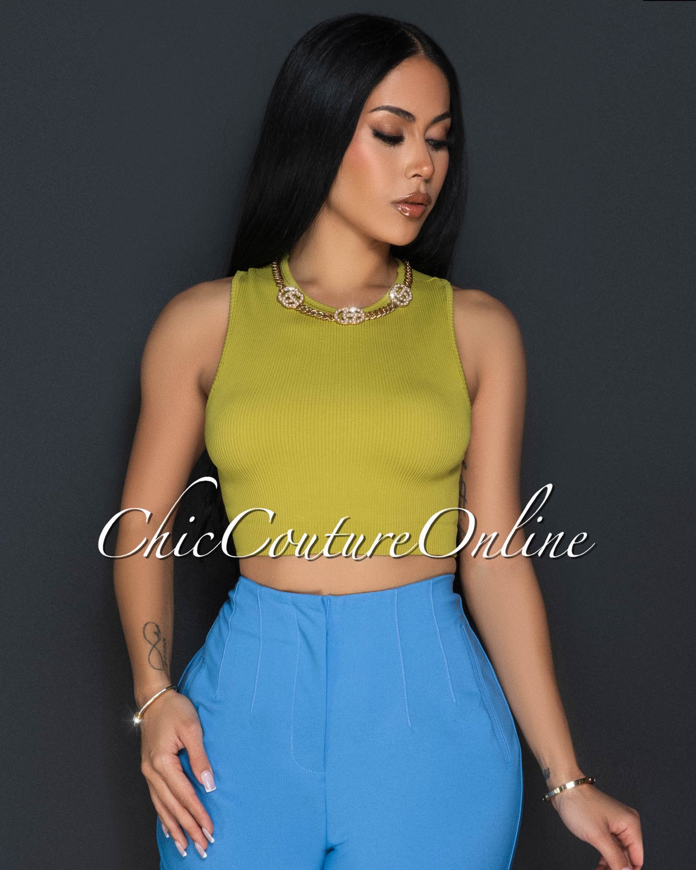 Pasty Lime Green Ribbed Crop Top