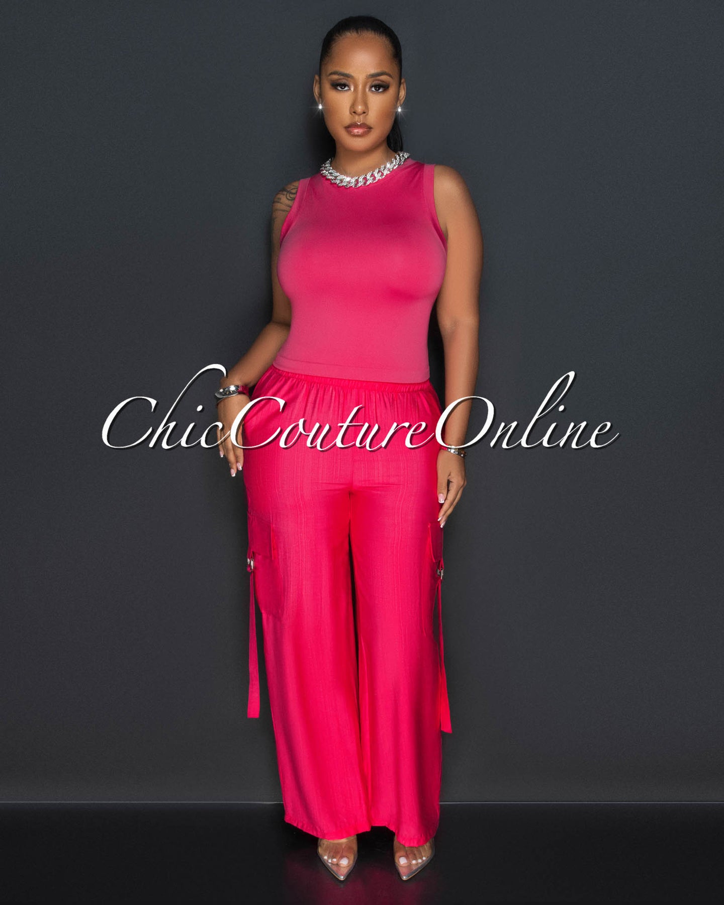 *Dogma Fuchsia Wide Cargo Pants