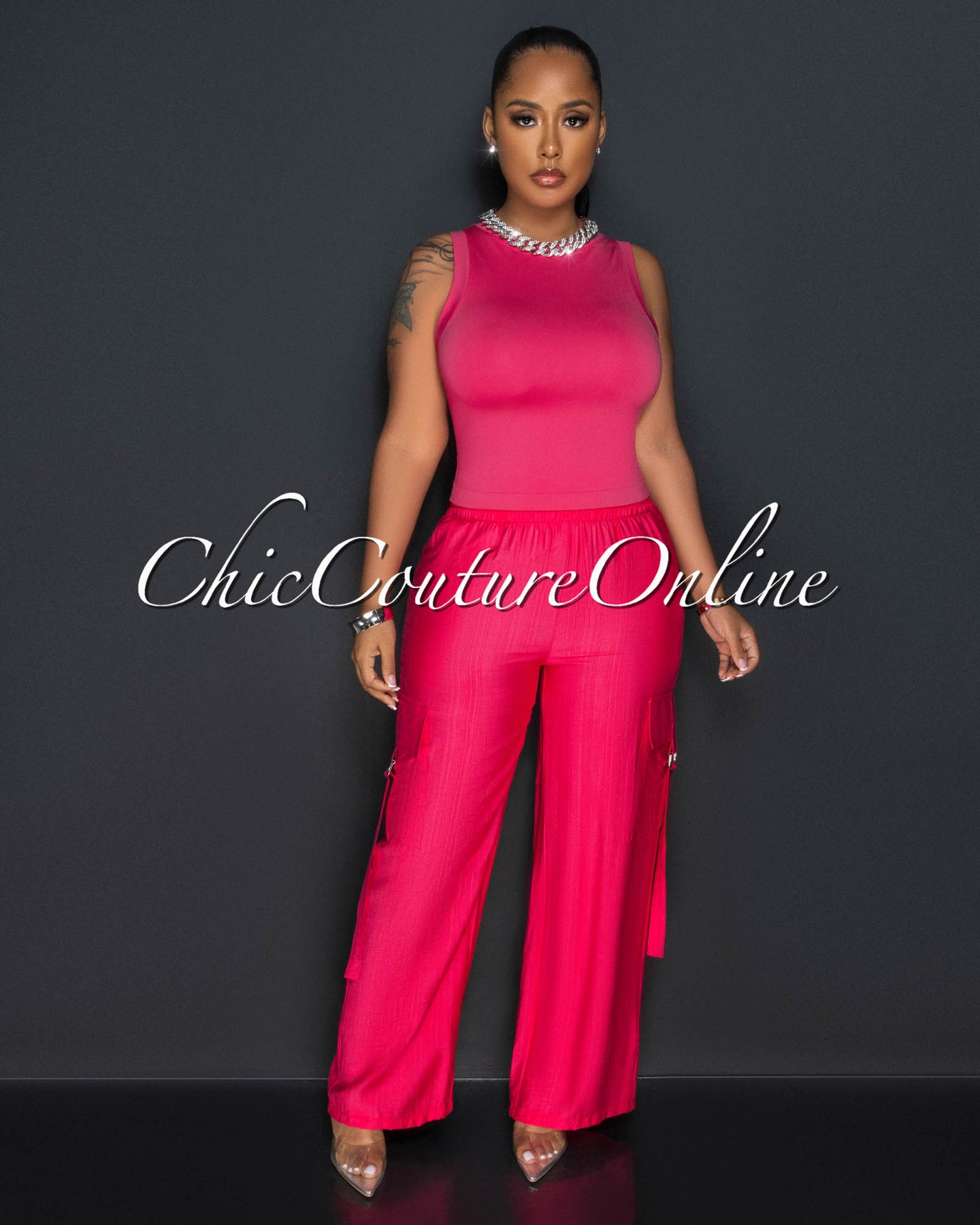 *Dogma Fuchsia Wide Cargo Pants