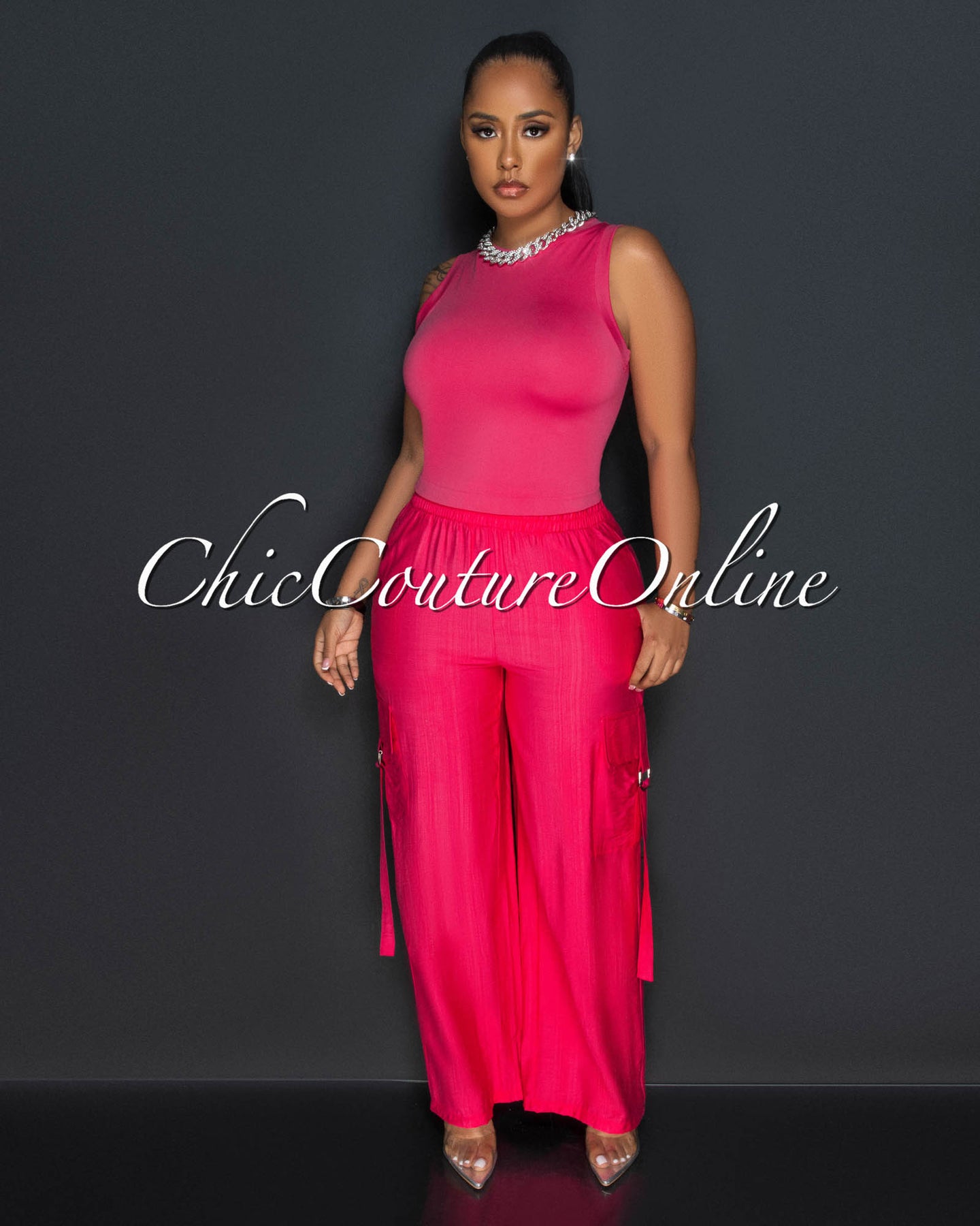 *Dogma Fuchsia Wide Cargo Pants