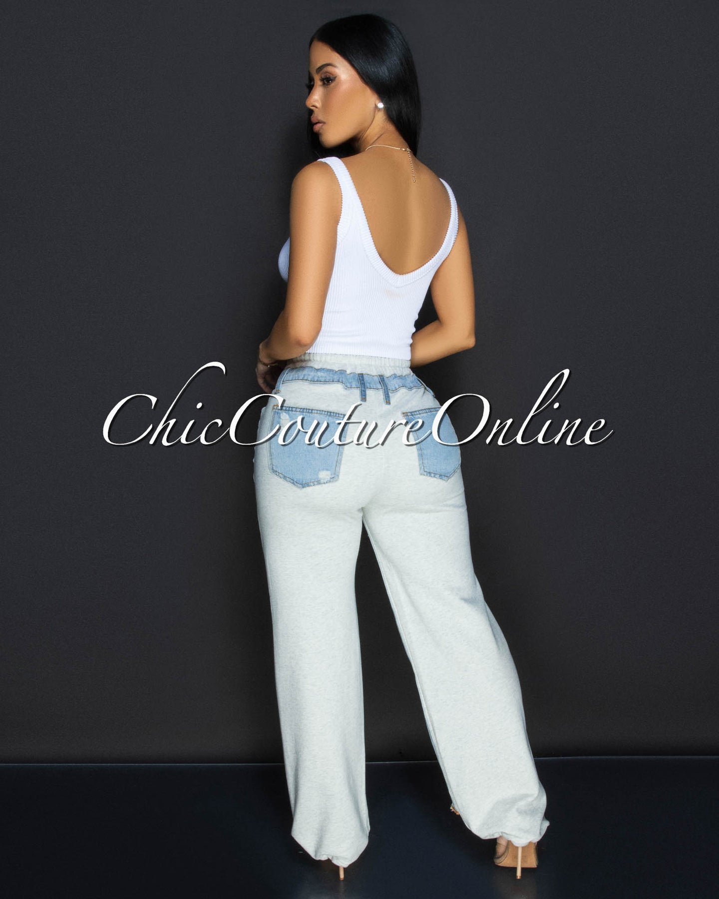 Morey Grey Blue Denim Joggers Pants