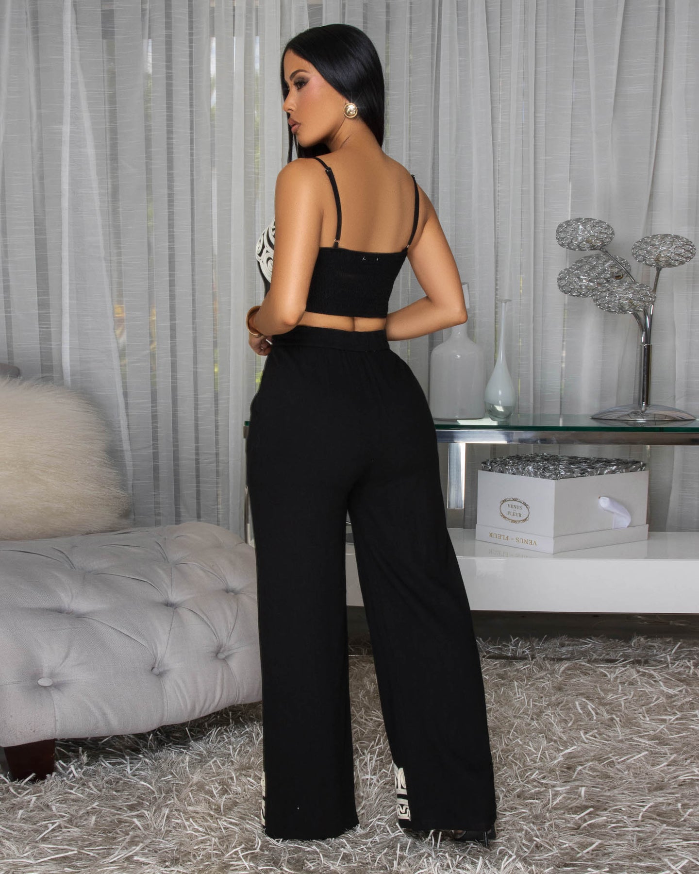 Tanaya Black Cream Embroidery Pants Set