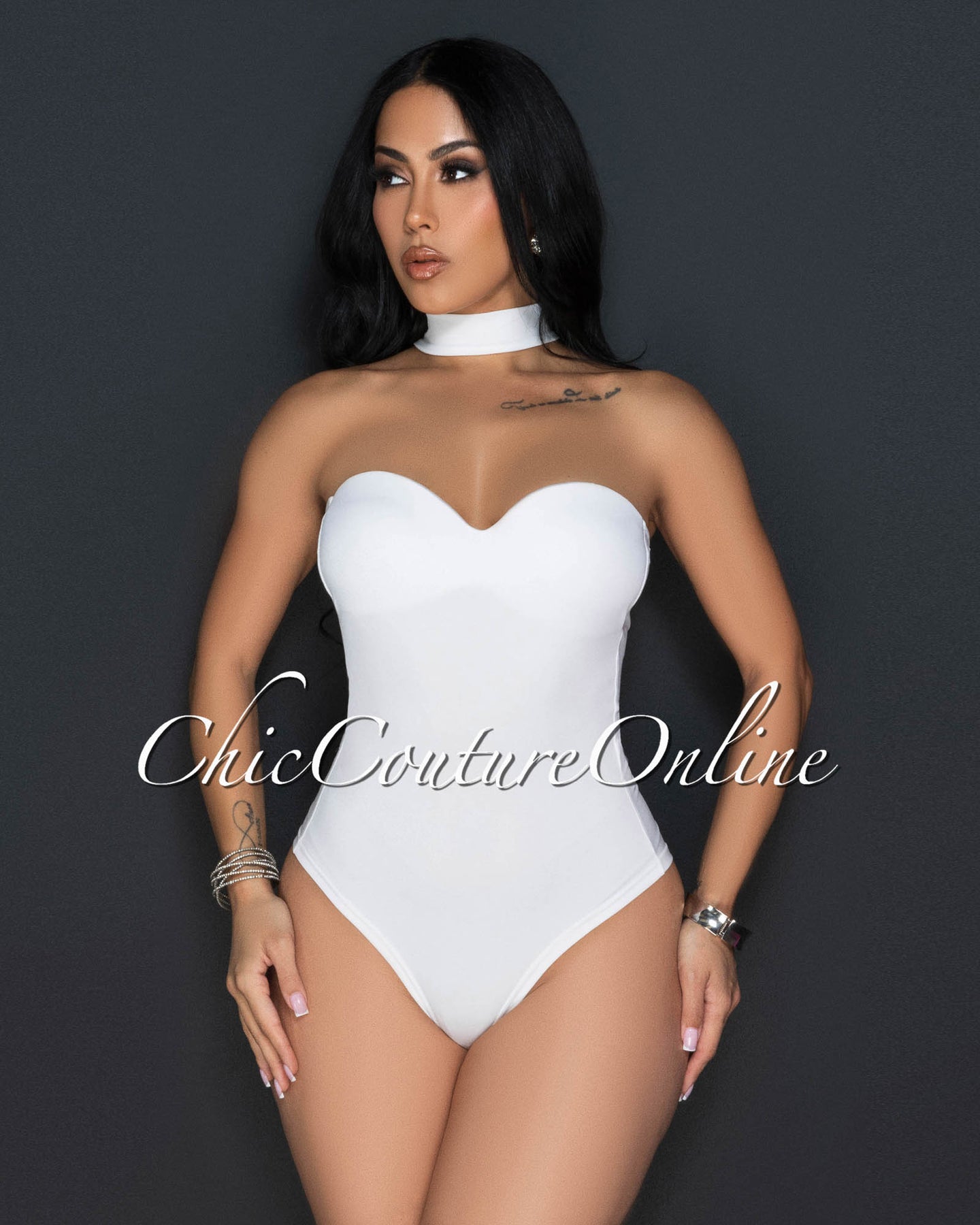 Lolana Mock Neckline Bustier Bodysuit