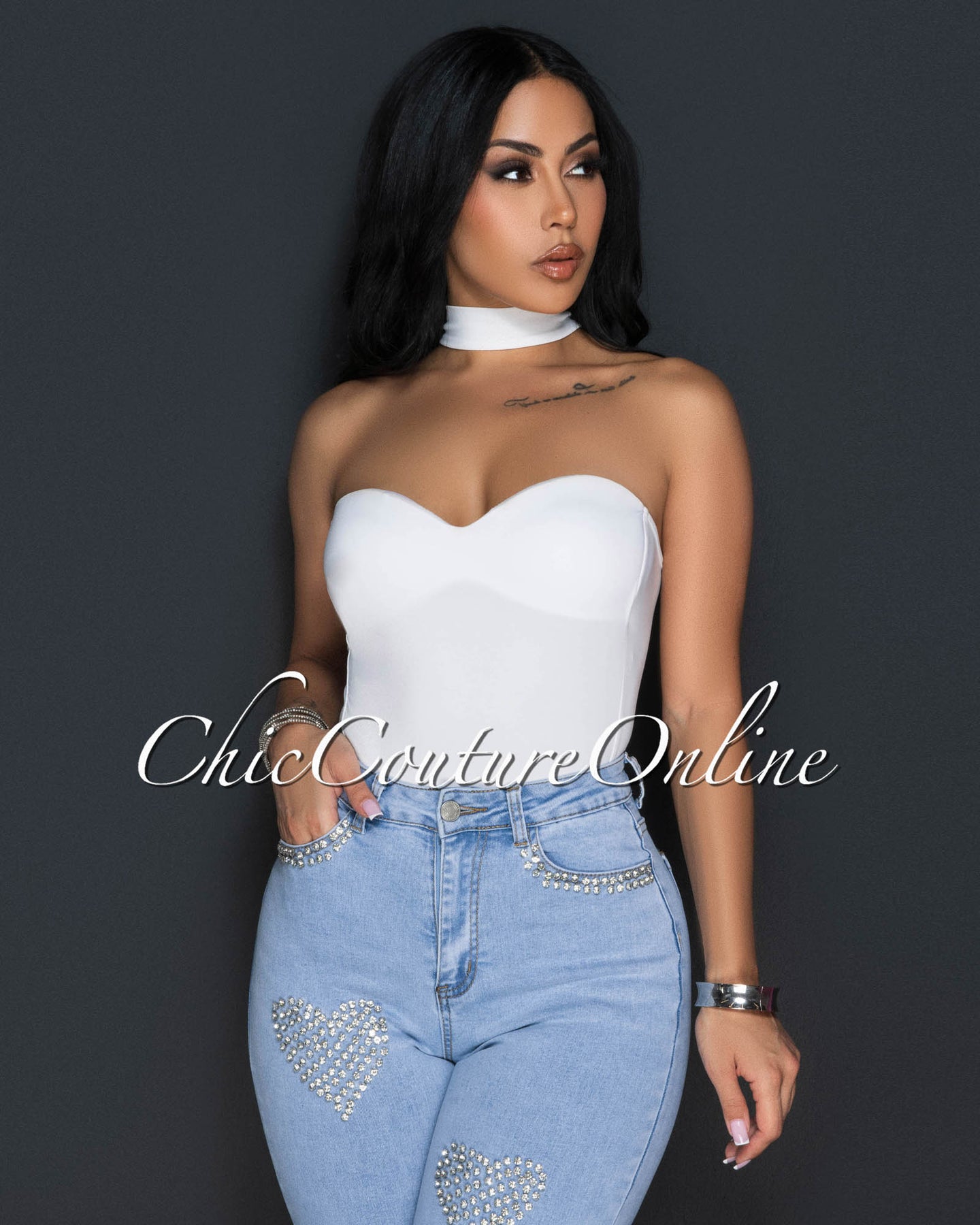 Lolana Mock Neckline Bustier Bodysuit