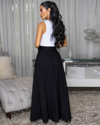 Molly Black Zipper Slit Maxi Skirt