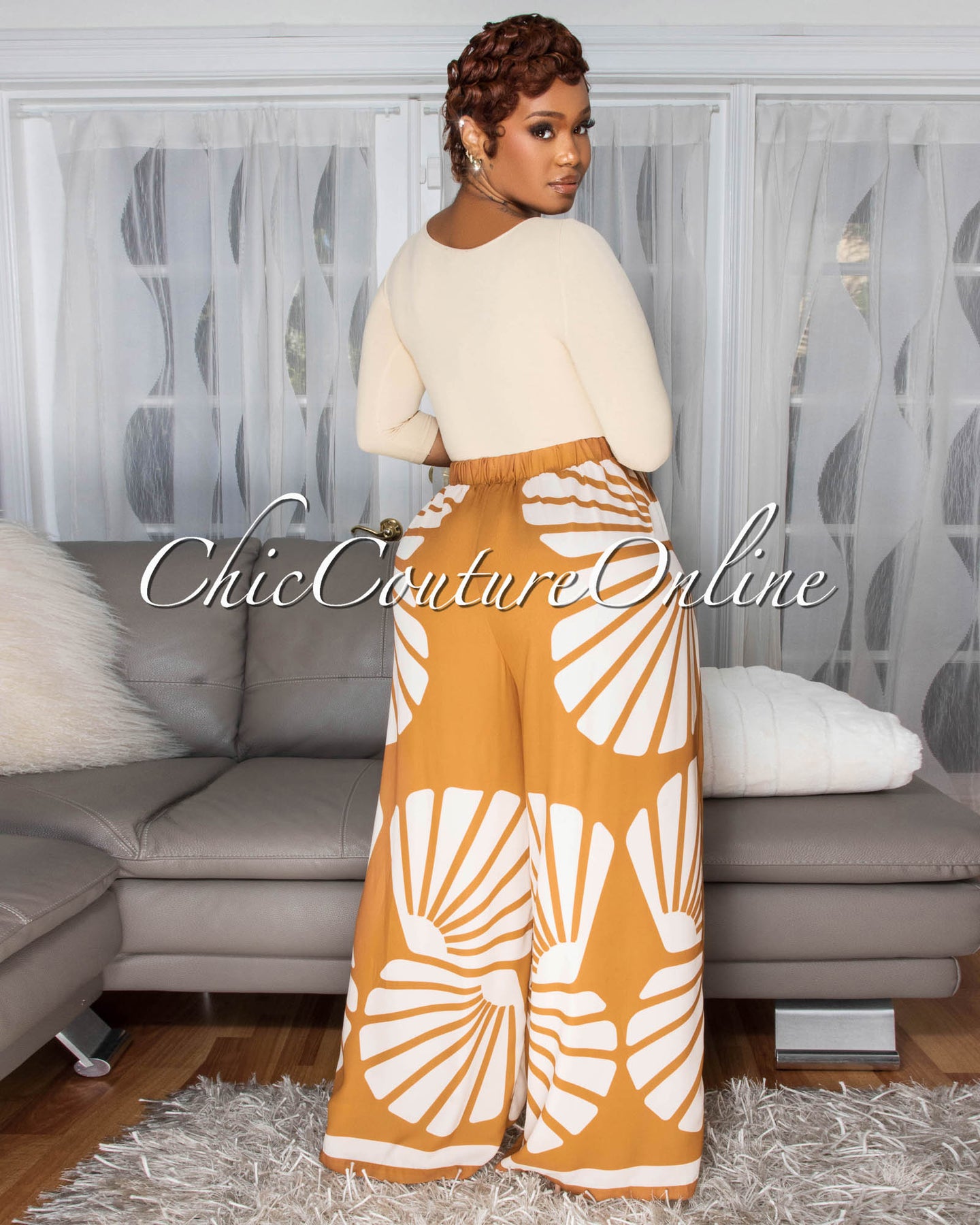 Cassia Orange Nude Kimono & Pants Set