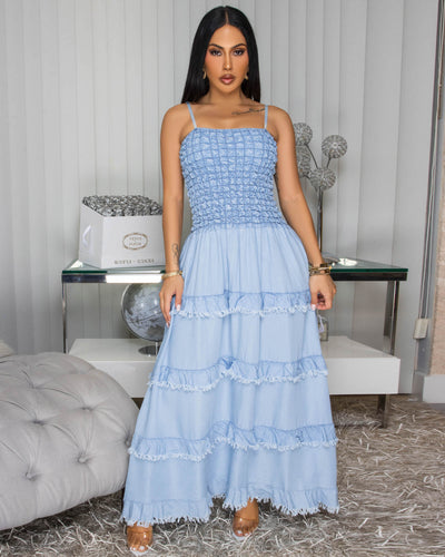 Lulabell Light Blue Denim Maxi Dress