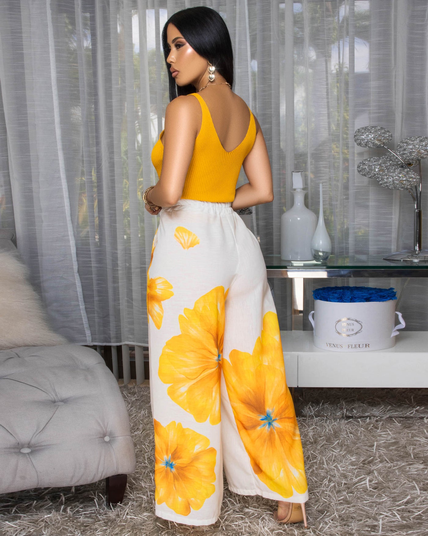 Maella Mustard Yellow Ribbed Tank Top
