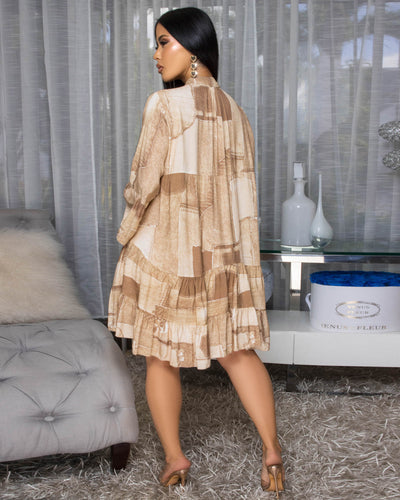 Tamron Toffee Print Shirt Dress