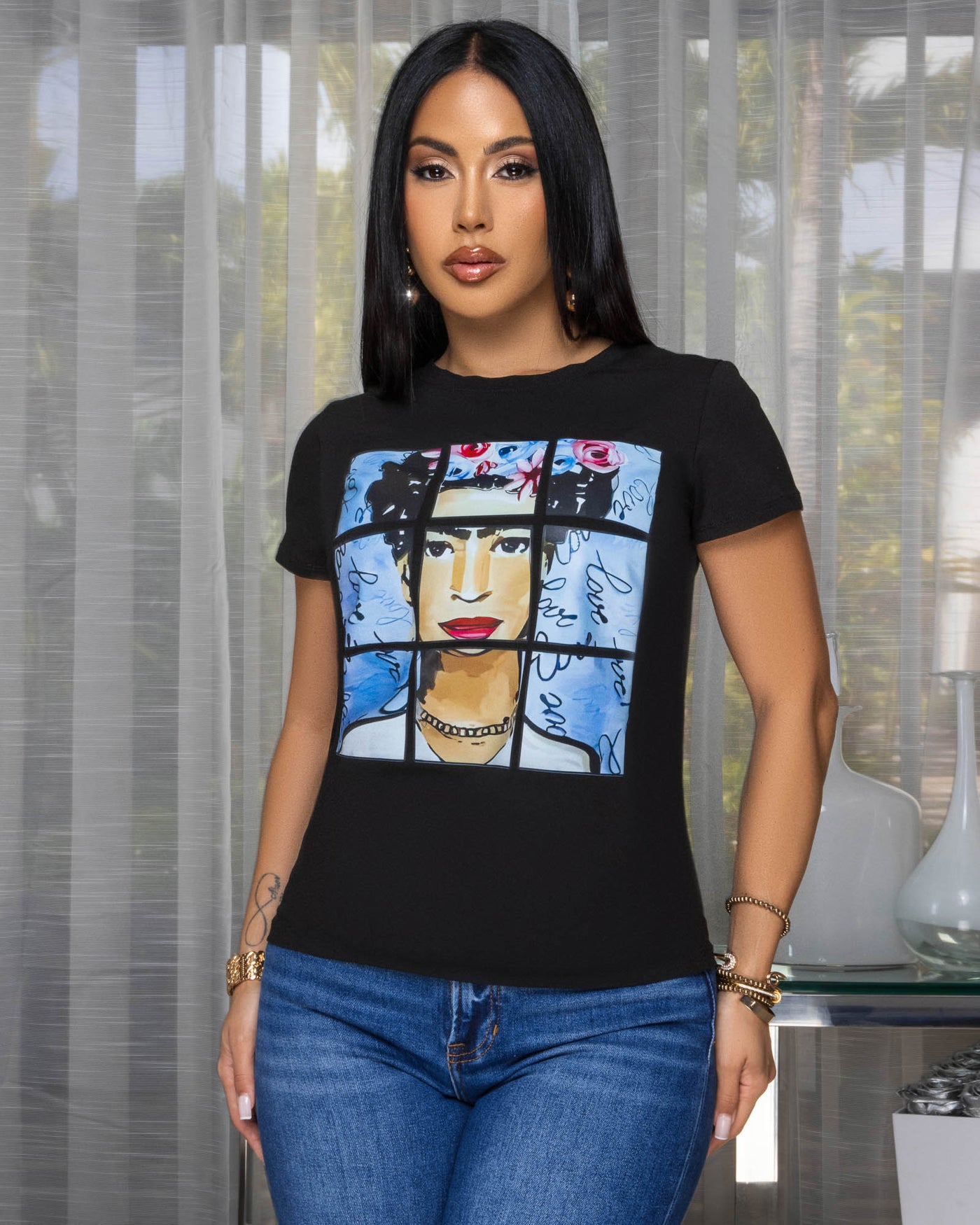 Zillah Black Headshot Graphic T-Shirt