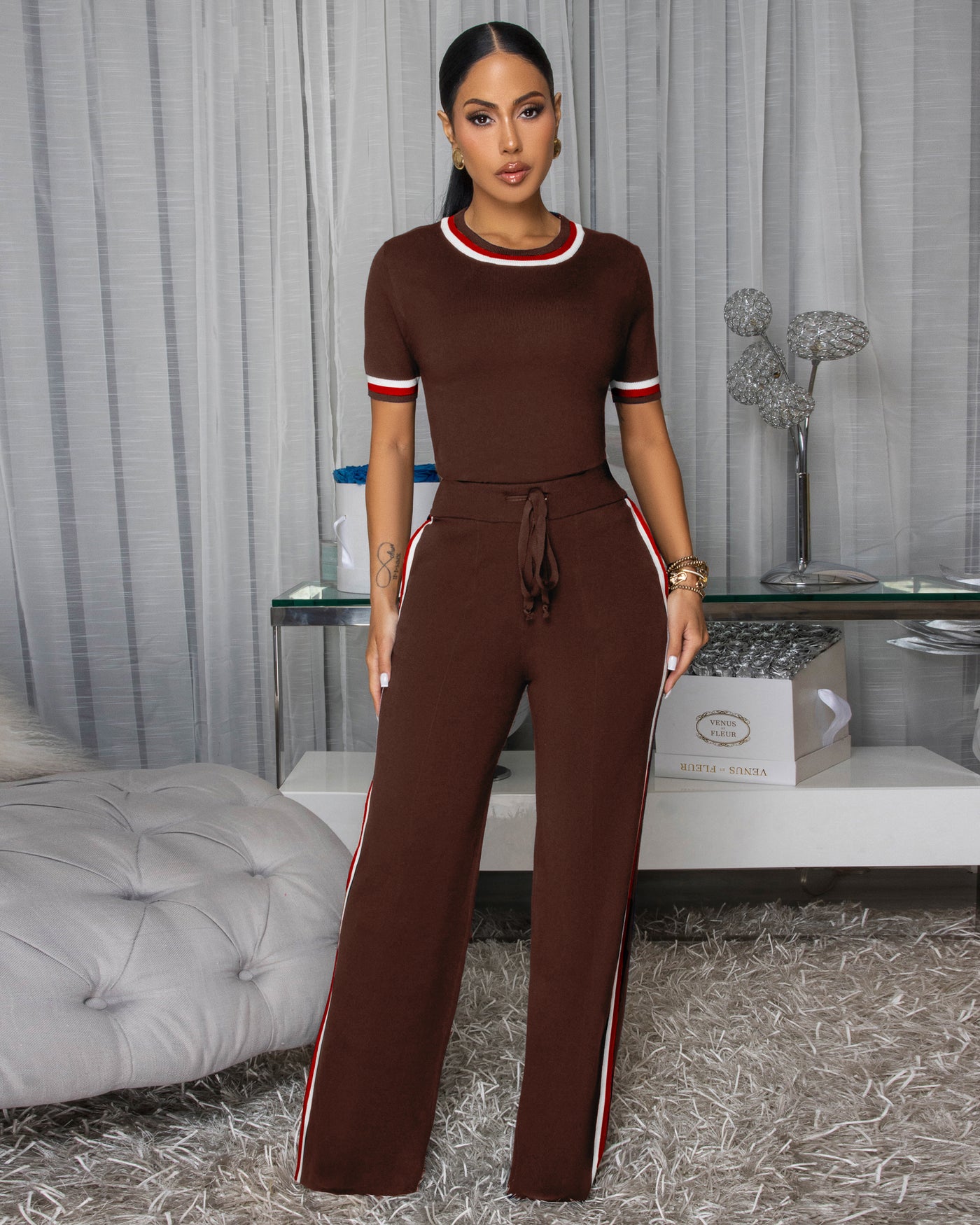 Jameson Brown Stripes ULTRA-LUXE Knit Pants Set (9/2025)