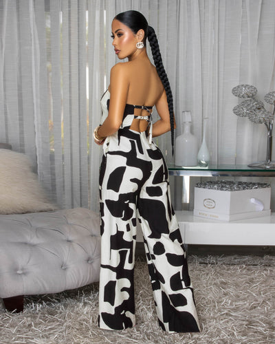 Jonna Black Cream Print Jumpsuit