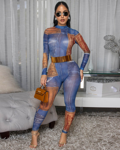 Solana Blue Mesh Vintage Jumpsuit