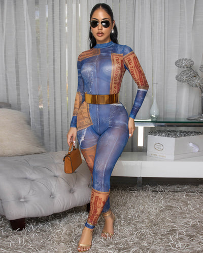 Solana Blue Mesh Vintage Jumpsuit