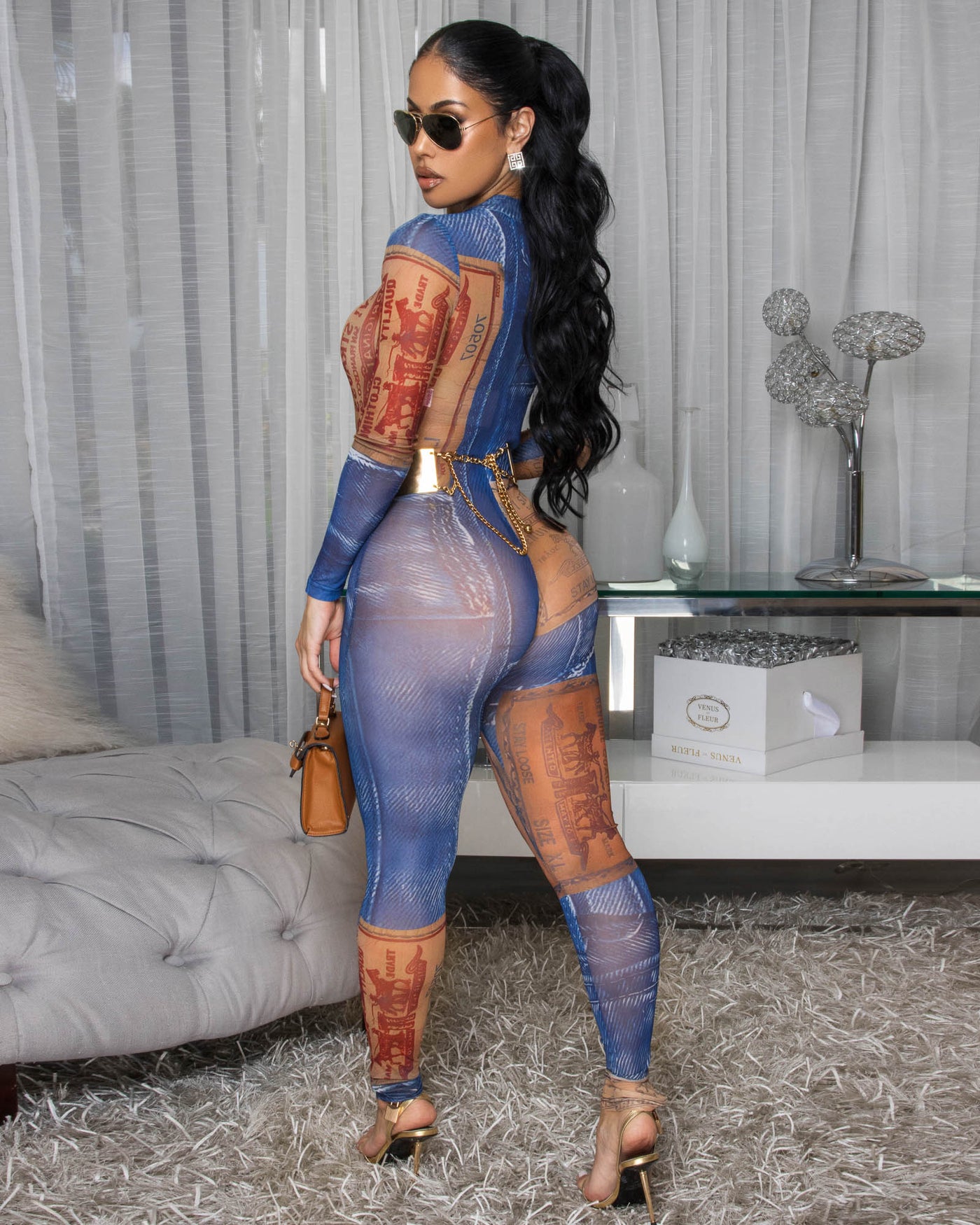 Solana Blue Mesh Vintage Jumpsuit