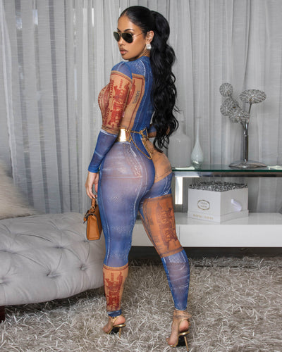 Solana Blue Mesh Vintage Jumpsuit