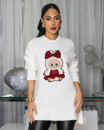 Bubu Off-White Graphic Sweater