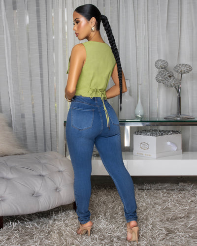 Anjou Light Olive Green Short Vest