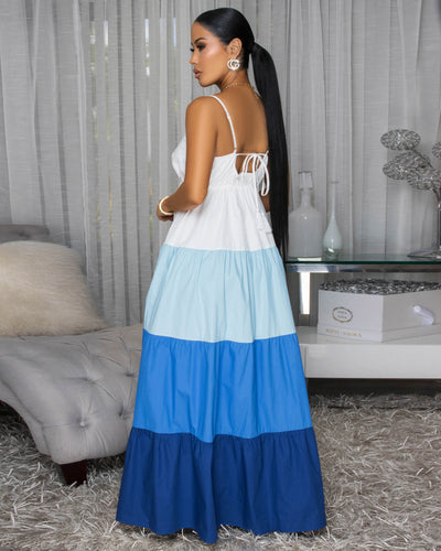 Salma Blue Ombre Multi-Color Maxi Dress