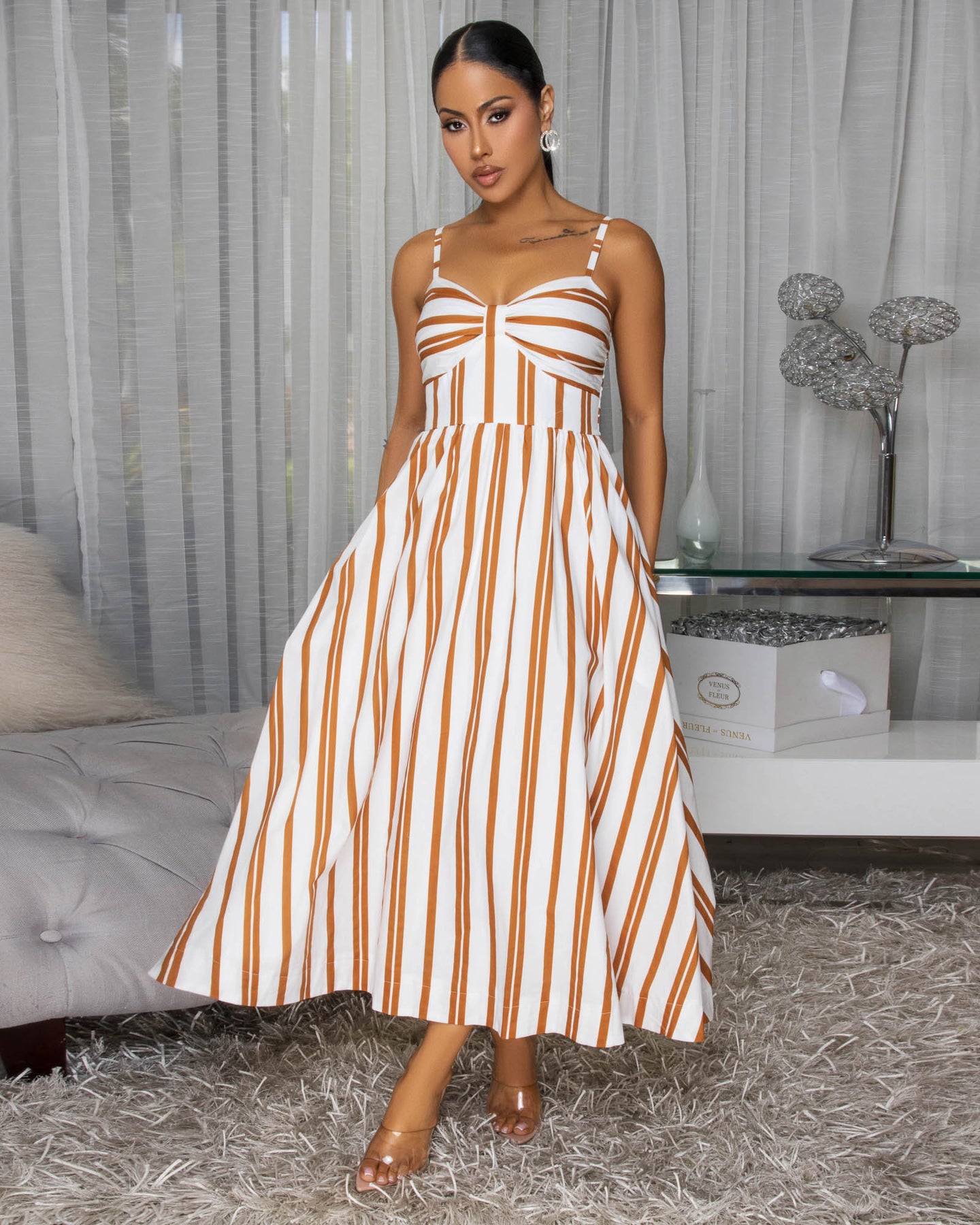 Melida Off-White Camel Print Maxi Dress