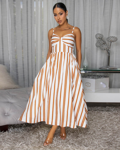 Melida Off-White Camel Print Maxi Dress