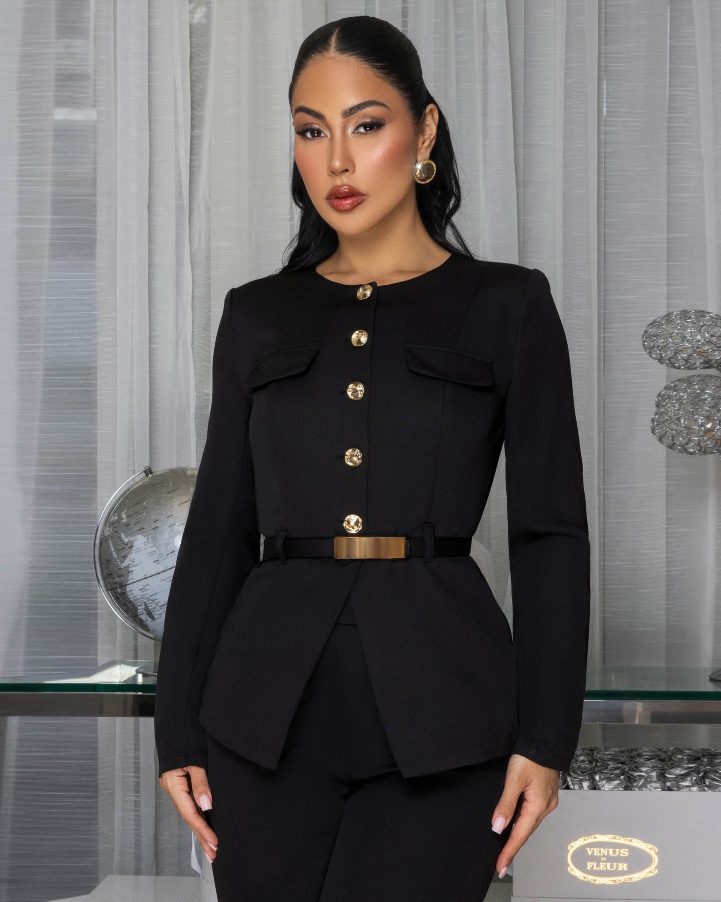 Prissy Black Jacket & Pants Set