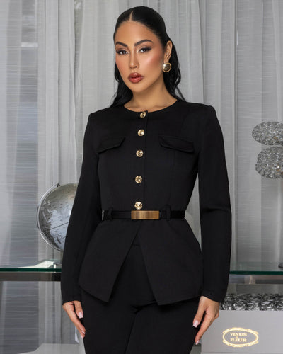 Prissy Black Jacket & Pants Set