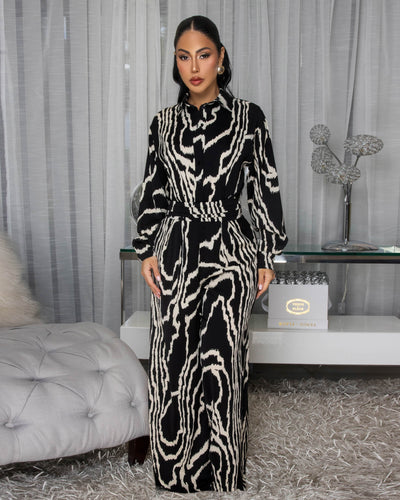 Sahar Black & Ivory Print Jumpsuit