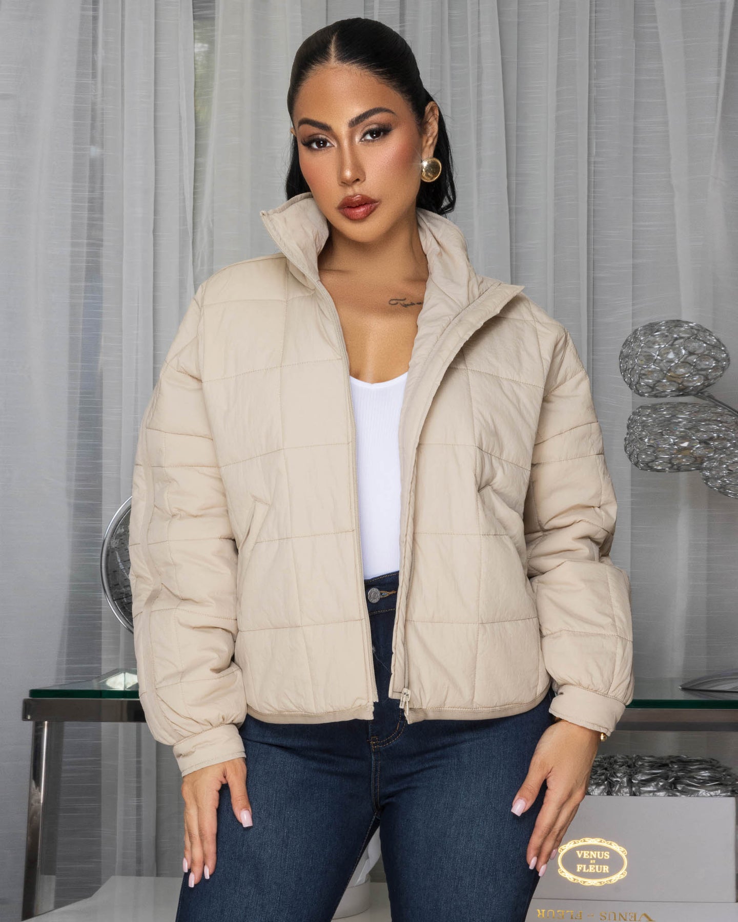 Zelina Cream Puffy Jacket